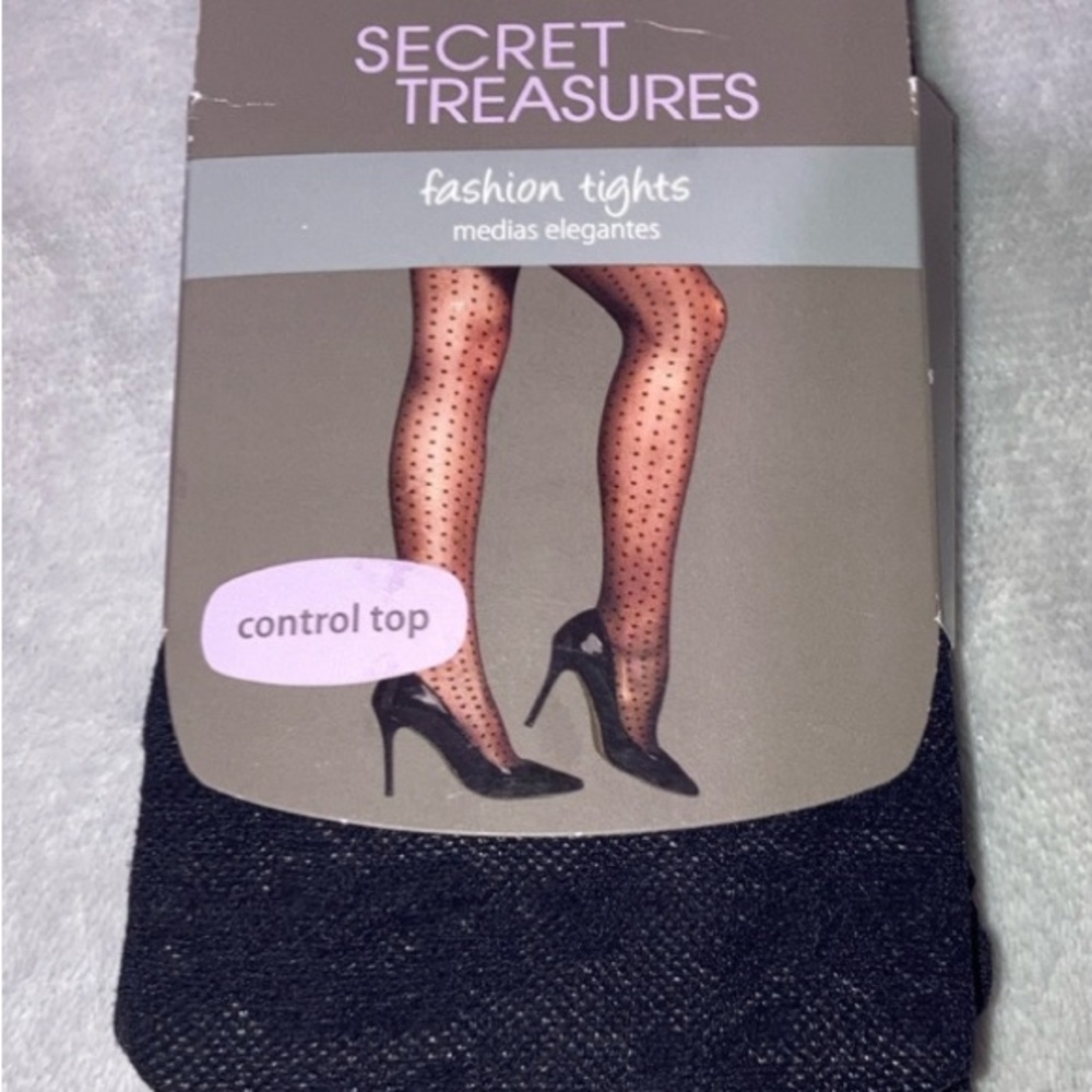 Secret Treasures Black Floral Patterned Hosiery - Picture 2 of 3